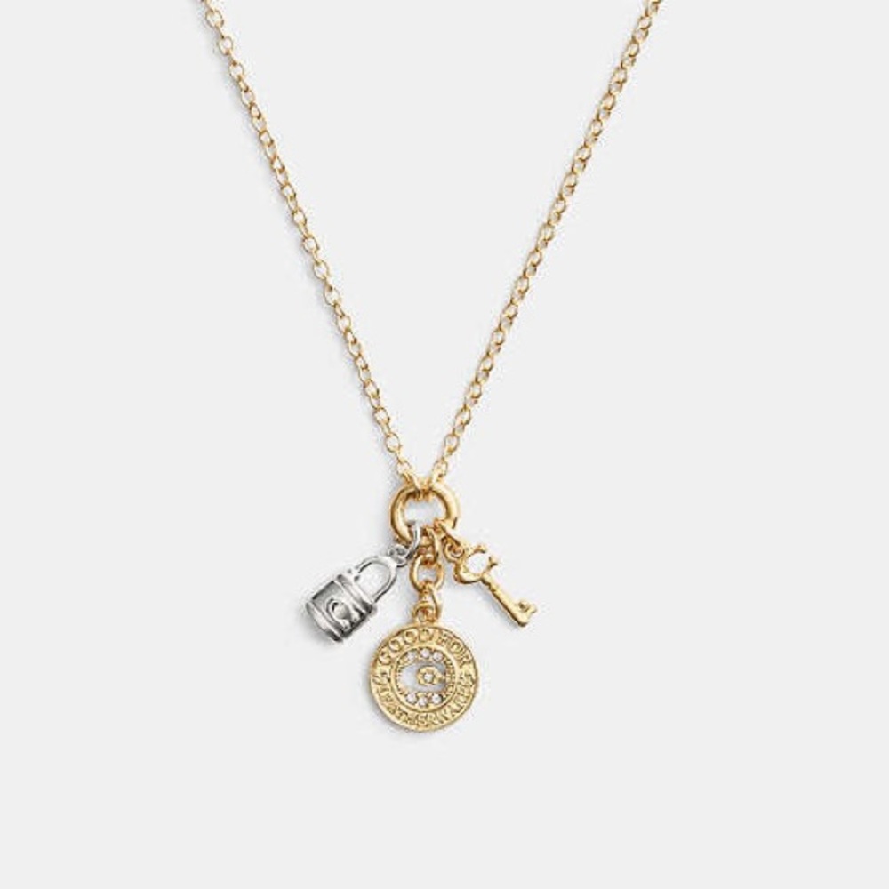 NWT‎ Coach Coin Multi Charm Pendant Necklace - Picture 6 of 7